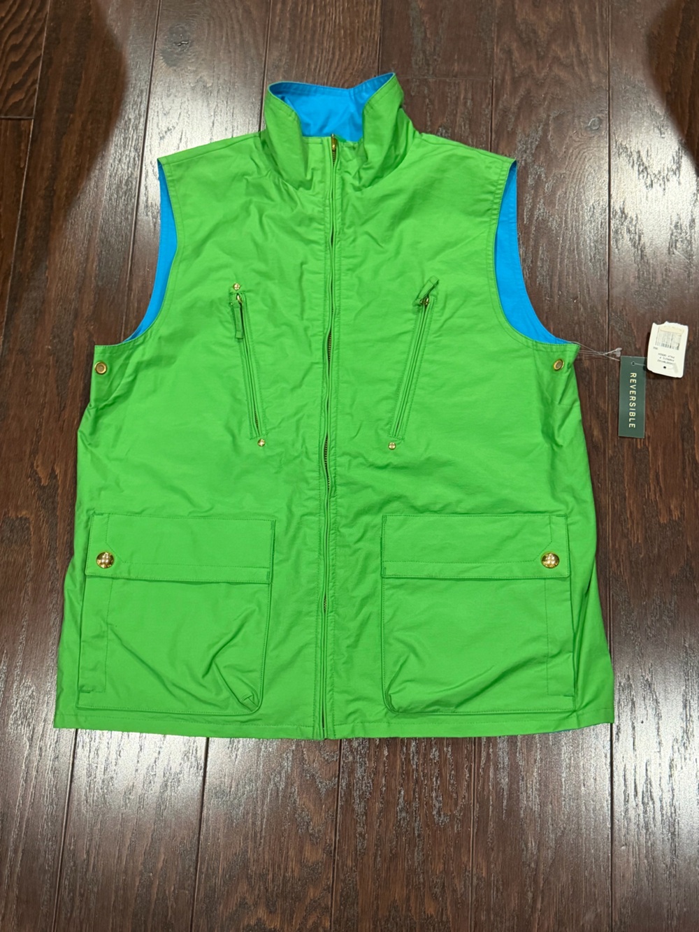 Lauren Ralph Lauren Reversible Jacket Vest Green Blue Women Size Medium NEW